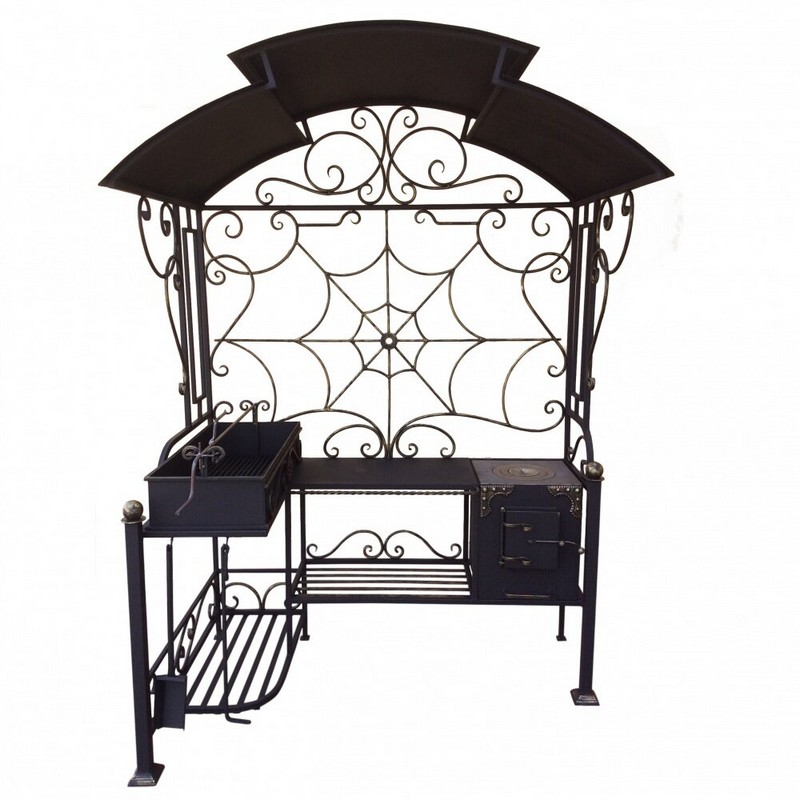 Кованый мангал с крышей